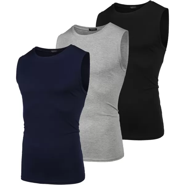 COOFANDY Men's 3 Pack Workout Tank Tops Gym Muscle Tee Bodybuilding Fitness Sleeveless T Shirts