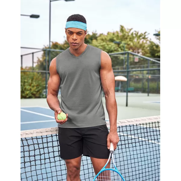 COOFANDY Men's 3 Pack Workout Tank Tops Gym Sleeveless Shirts V Neck Bodybuilding Muscle Tee Shirt