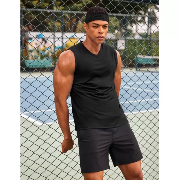 COOFANDY Men's 3 Pack Workout Tank Tops Gym Sleeveless Shirts V Neck Bodybuilding Muscle Tee Shirt