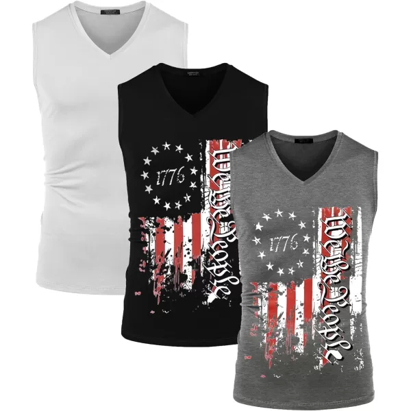 COOFANDY Men's 3 Pack Workout Tank Tops Gym Sleeveless Shirts V Neck Bodybuilding Muscle Tee Shirt