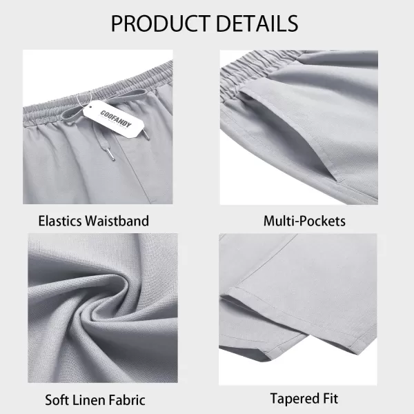 COOFANDY Mens Cargo Pants Relaxed Fit Casual Linen Pants Drawstring Sweatpants with 6 Pockets
