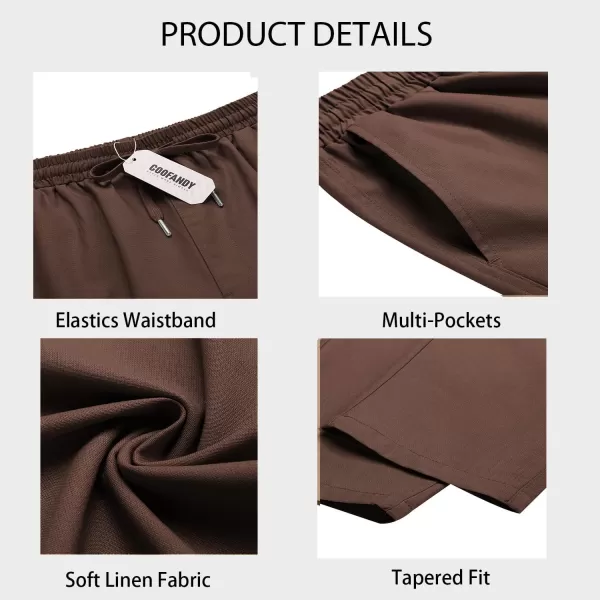 COOFANDY Mens Cargo Pants Relaxed Fit Casual Linen Pants Drawstring Sweatpants with 6 Pockets