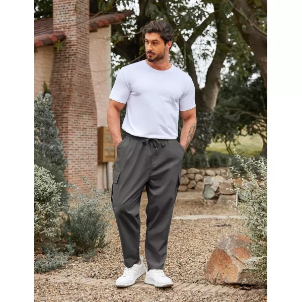COOFANDY Mens Cargo Pants Relaxed Fit Casual Linen Pants Drawstring Sweatpants with 6 Pockets