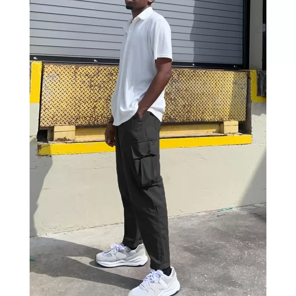 COOFANDY Mens Cargo Pants Relaxed Fit Casual Linen Pants Drawstring Sweatpants with 6 Pockets