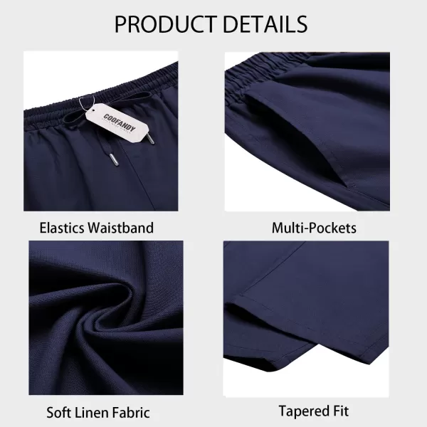 COOFANDY Mens Cargo Pants Relaxed Fit Casual Linen Pants Drawstring Sweatpants with 6 Pockets