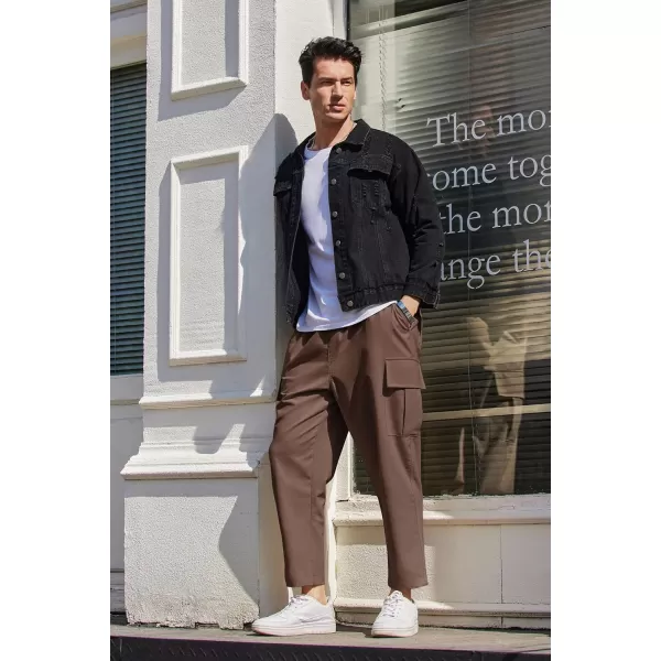 COOFANDY Mens Cargo Pants Relaxed Fit Casual Linen Pants Drawstring Sweatpants with 6 Pockets