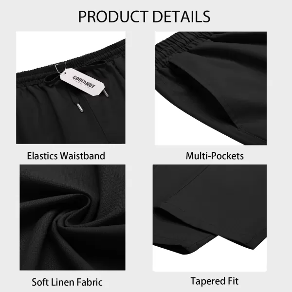 COOFANDY Mens Cargo Pants Relaxed Fit Casual Linen Pants Drawstring Sweatpants with 6 Pockets