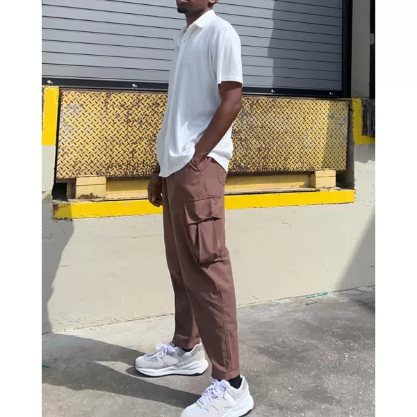 COOFANDY Mens Cargo Pants Relaxed Fit Casual Linen Pants Drawstring Sweatpants with 6 Pockets
