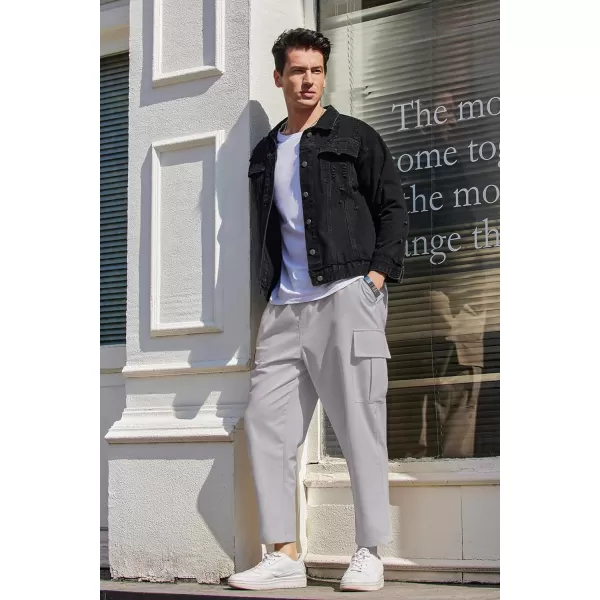 COOFANDY Mens Cargo Pants Relaxed Fit Casual Linen Pants Drawstring Sweatpants with 6 Pockets