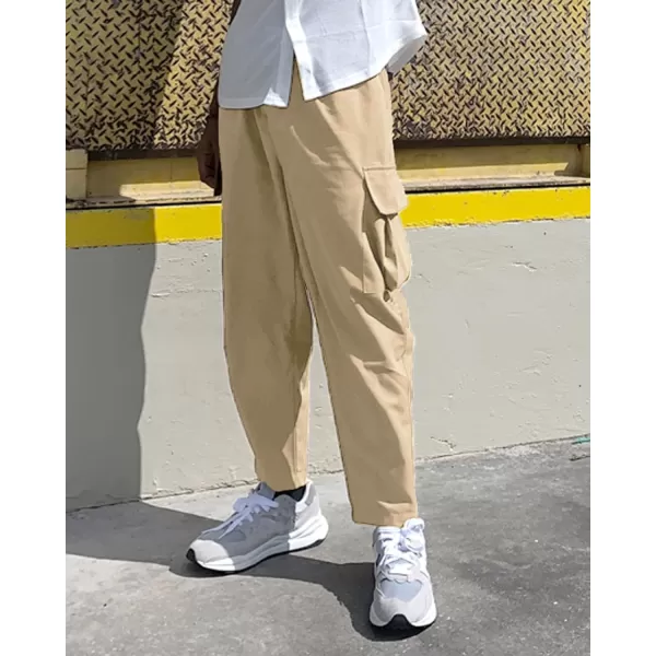 COOFANDY Mens Cargo Pants Relaxed Fit Casual Linen Pants Drawstring Sweatpants with 6 Pockets