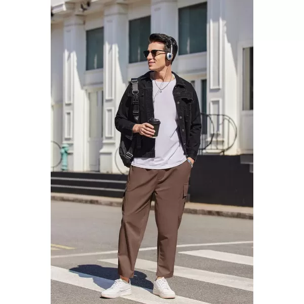COOFANDY Mens Cargo Pants Relaxed Fit Casual Linen Pants Drawstring Sweatpants with 6 Pockets
