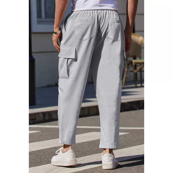COOFANDY Mens Cargo Pants Relaxed Fit Casual Linen Pants Drawstring Sweatpants with 6 Pockets
