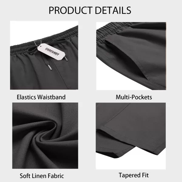 COOFANDY Mens Cargo Pants Relaxed Fit Casual Linen Pants Drawstring Sweatpants with 6 Pockets