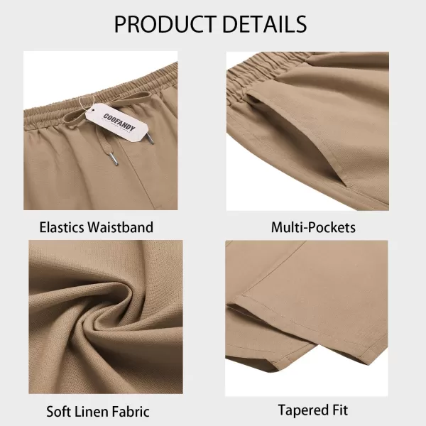 COOFANDY Mens Cargo Pants Relaxed Fit Casual Linen Pants Drawstring Sweatpants with 6 Pockets