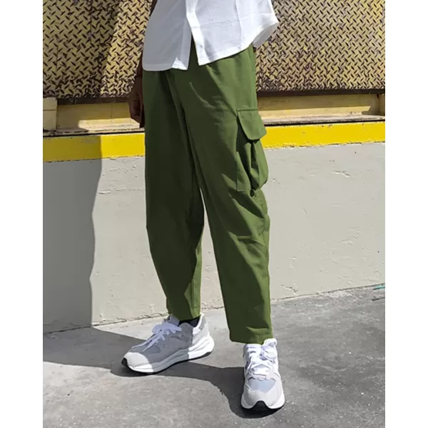 COOFANDY Mens Cargo Pants Relaxed Fit Casual Linen Pants Drawstring Sweatpants with 6 Pockets