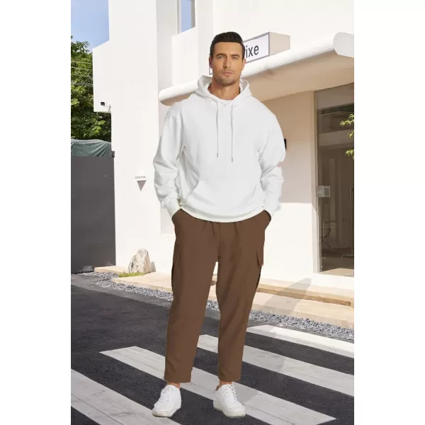 COOFANDY Mens Cargo Pants Relaxed Fit Casual Linen Pants Drawstring Sweatpants with 6 Pockets