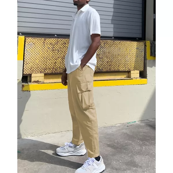 COOFANDY Mens Cargo Pants Relaxed Fit Casual Linen Pants Drawstring Sweatpants with 6 Pockets