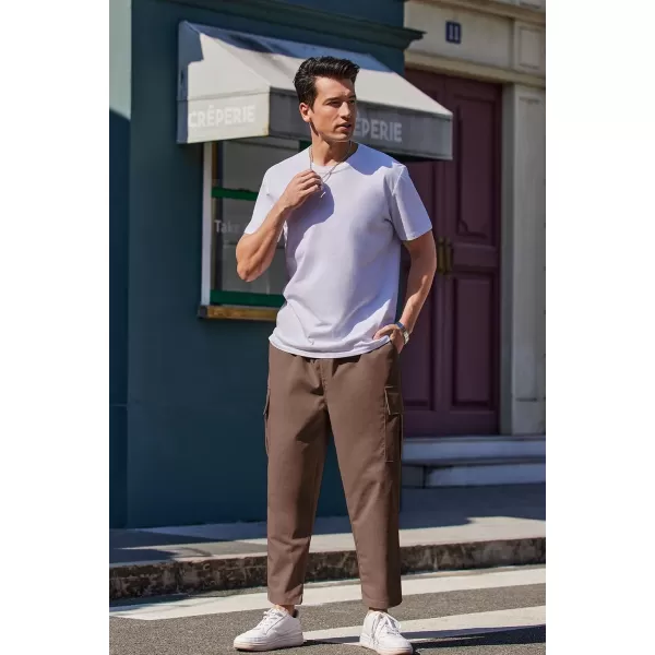 COOFANDY Mens Cargo Pants Relaxed Fit Casual Linen Pants Drawstring Sweatpants with 6 Pockets