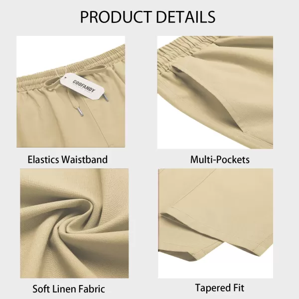 COOFANDY Mens Cargo Pants Relaxed Fit Casual Linen Pants Drawstring Sweatpants with 6 Pockets