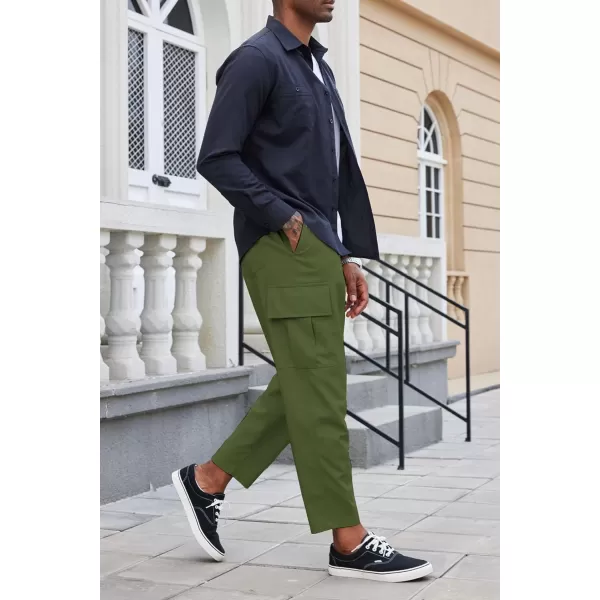 COOFANDY Mens Cargo Pants Relaxed Fit Casual Linen Pants Drawstring Sweatpants with 6 Pockets