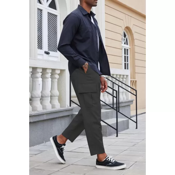 COOFANDY Mens Cargo Pants Relaxed Fit Casual Linen Pants Drawstring Sweatpants with 6 Pockets