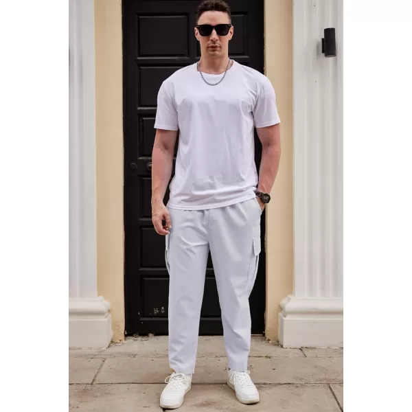COOFANDY Mens Cargo Pants Relaxed Fit Casual Linen Pants Drawstring Sweatpants with 6 Pockets
