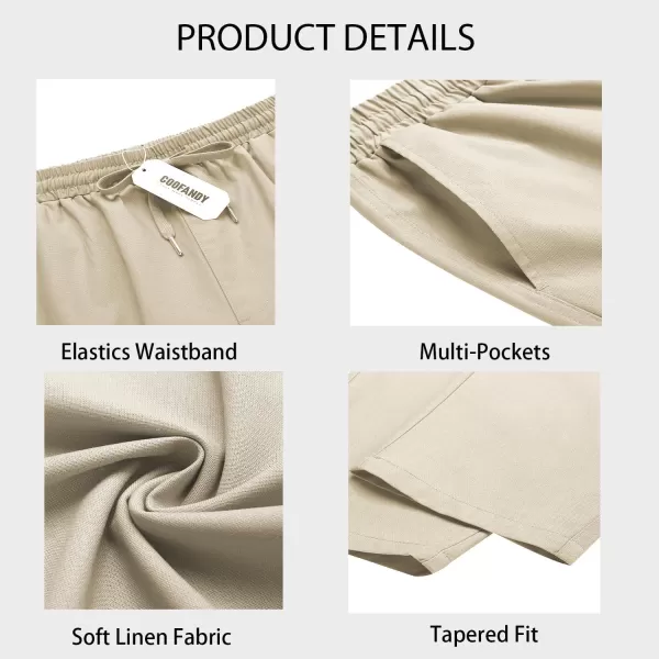 COOFANDY Mens Cargo Pants Relaxed Fit Casual Linen Pants Drawstring Sweatpants with 6 Pockets