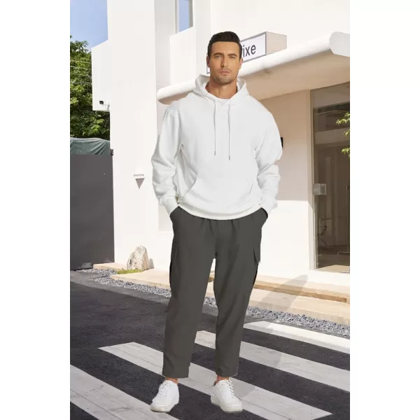 COOFANDY Mens Cargo Pants Relaxed Fit Casual Linen Pants Drawstring Sweatpants with 6 Pockets