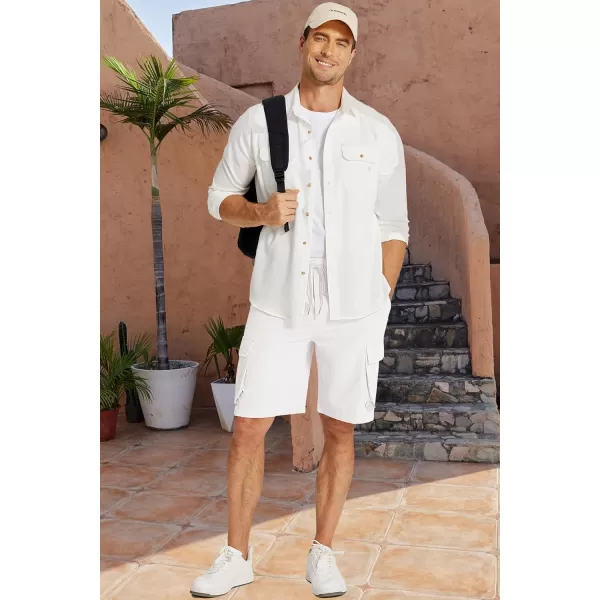 COOFANDY Mens Cargo Shorts Drawstring Casual Shorts Elastic Waist Summer Beach Shorts with Multi Pockets