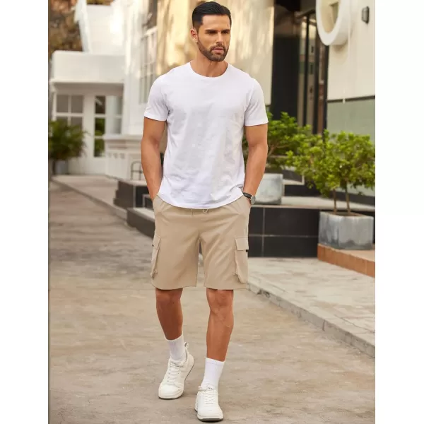 COOFANDY Mens Cargo Shorts Drawstring Casual Shorts Elastic Waist Summer Beach Shorts with Multi Pockets