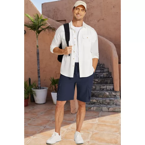 COOFANDY Mens Cargo Shorts Drawstring Casual Shorts Elastic Waist Summer Beach Shorts with Multi Pockets