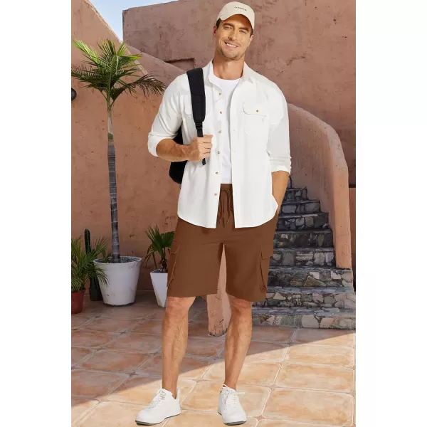 COOFANDY Mens Cargo Shorts Drawstring Casual Shorts Elastic Waist Summer Beach Shorts with Multi Pockets