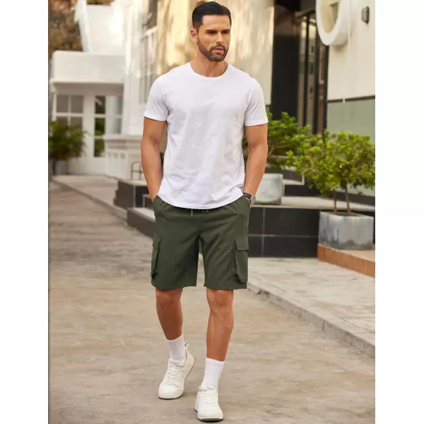 COOFANDY Mens Cargo Shorts Drawstring Casual Shorts Elastic Waist Summer Beach Shorts with Multi Pockets
