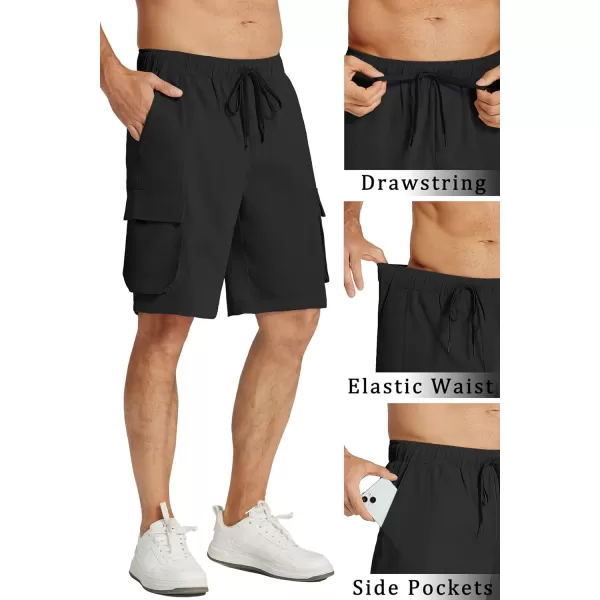 COOFANDY Mens Cargo Shorts Drawstring Casual Shorts Elastic Waist Summer Beach Shorts with Multi Pockets