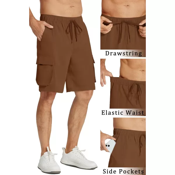 COOFANDY Mens Cargo Shorts Drawstring Casual Shorts Elastic Waist Summer Beach Shorts with Multi Pockets