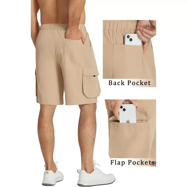 COOFANDY Mens Cargo Shorts Drawstring Casual Shorts Elastic Waist Summer Beach Shorts with Multi Pockets