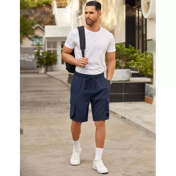 COOFANDY Mens Cargo Shorts Drawstring Casual Shorts Elastic Waist Summer Beach Shorts with Multi Pockets