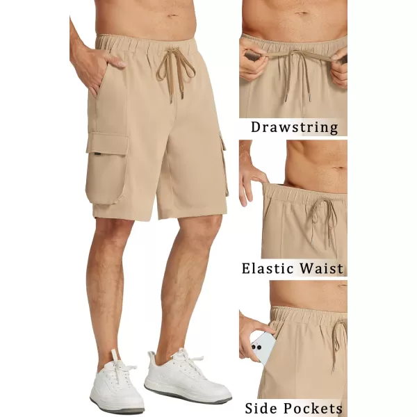 COOFANDY Mens Cargo Shorts Drawstring Casual Shorts Elastic Waist Summer Beach Shorts with Multi Pockets