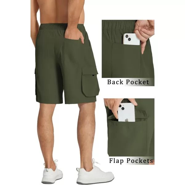 COOFANDY Mens Cargo Shorts Drawstring Casual Shorts Elastic Waist Summer Beach Shorts with Multi Pockets