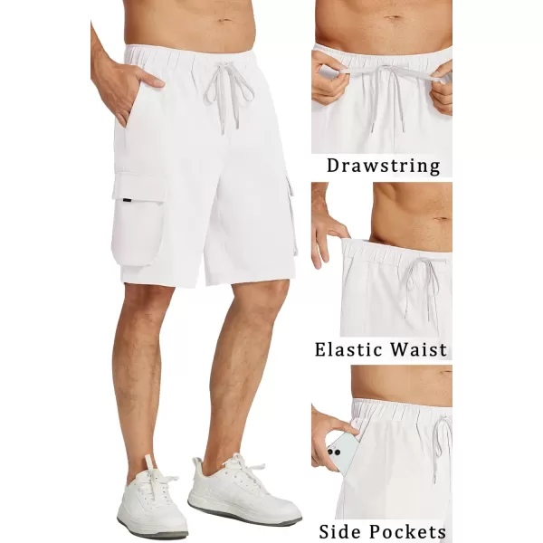 COOFANDY Mens Cargo Shorts Drawstring Casual Shorts Elastic Waist Summer Beach Shorts with Multi Pockets