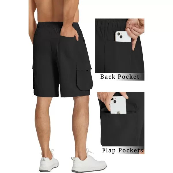 COOFANDY Mens Cargo Shorts Drawstring Casual Shorts Elastic Waist Summer Beach Shorts with Multi Pockets