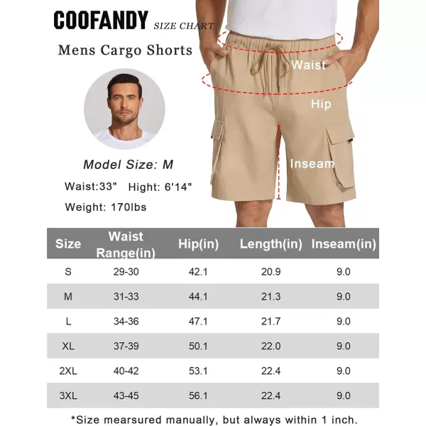 COOFANDY Mens Cargo Shorts Drawstring Casual Shorts Elastic Waist Summer Beach Shorts with Multi Pockets