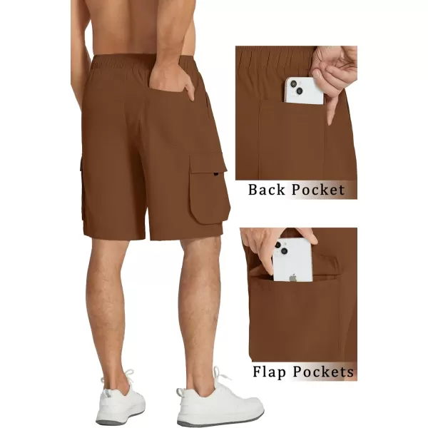 COOFANDY Mens Cargo Shorts Drawstring Casual Shorts Elastic Waist Summer Beach Shorts with Multi Pockets