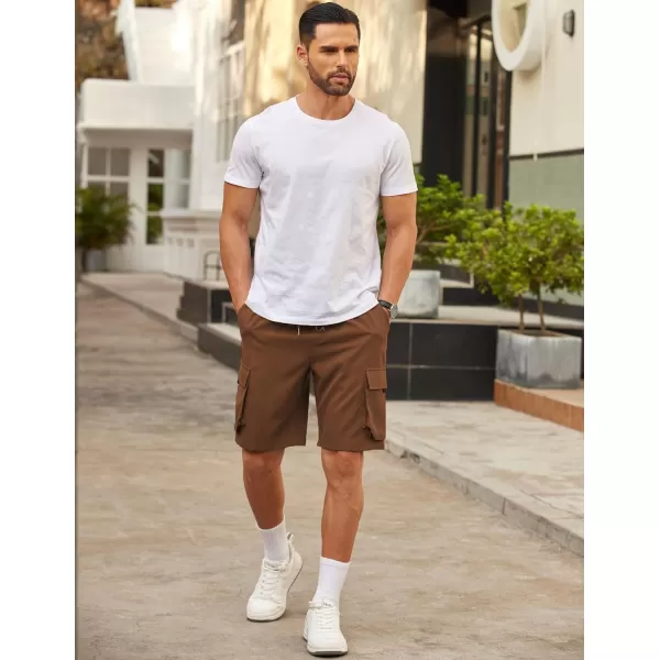COOFANDY Mens Cargo Shorts Drawstring Casual Shorts Elastic Waist Summer Beach Shorts with Multi Pockets