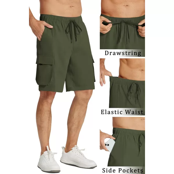 COOFANDY Mens Cargo Shorts Drawstring Casual Shorts Elastic Waist Summer Beach Shorts with Multi Pockets