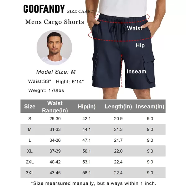 COOFANDY Mens Cargo Shorts Drawstring Casual Shorts Elastic Waist Summer Beach Shorts with Multi Pockets