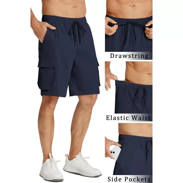 COOFANDY Mens Cargo Shorts Drawstring Casual Shorts Elastic Waist Summer Beach Shorts with Multi Pockets