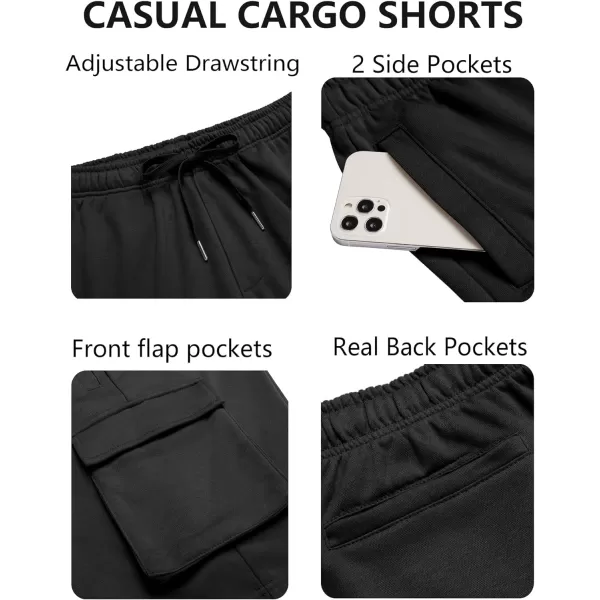 COOFANDY Men's Cargo Shorts Elastic Waist Drawstring Summer Casual Shorts Jogger Sweat Shorts with Multi Pockets
