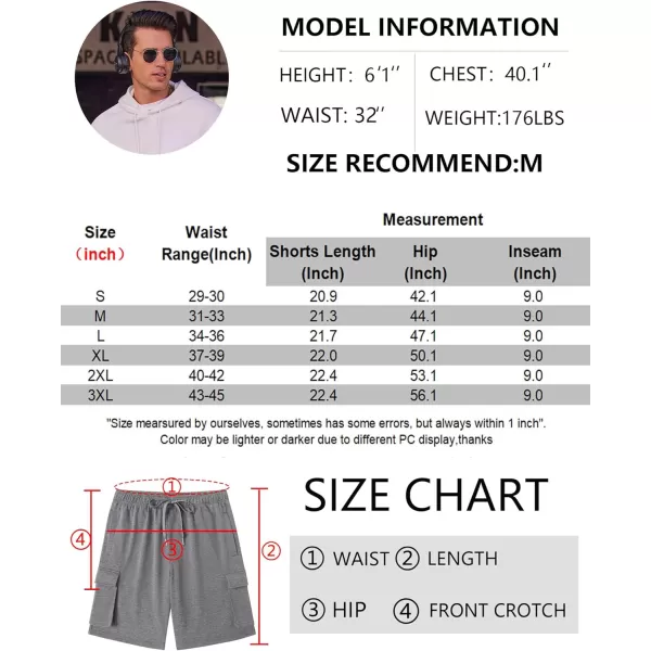 COOFANDY Men's Cargo Shorts Elastic Waist Drawstring Summer Casual Shorts Jogger Sweat Shorts with Multi Pockets