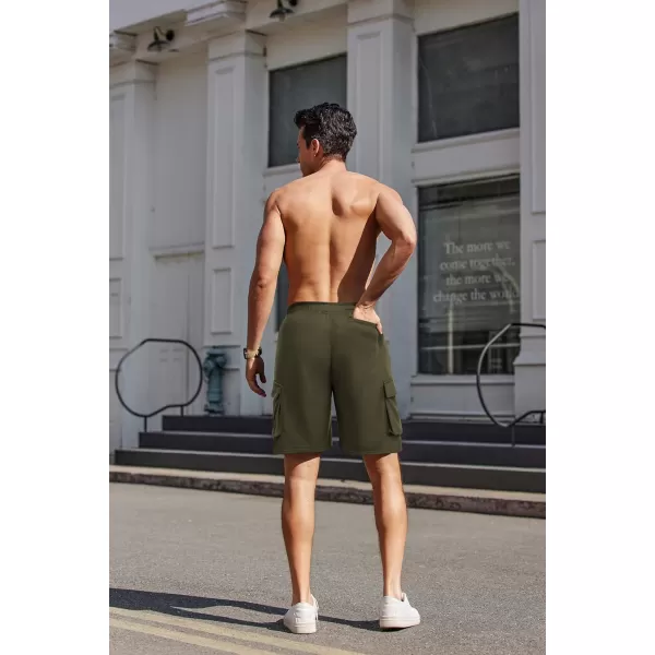 COOFANDY Men's Cargo Shorts Elastic Waist Drawstring Summer Casual Shorts Jogger Sweat Shorts with Multi Pockets